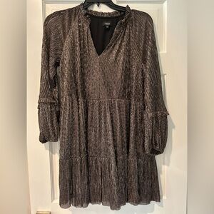 CeCe Shimmering Black /Copper Long Sleeve Mini Dress Size Medium NWT